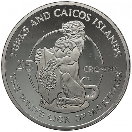 1978 * 25 Crowns Argento Isole Turks e Caicos "Leone Bianco di Mortimer" (KM 33) PROOF