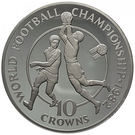 1982 * 10 Crowns Argento Isole Turks e Caicos "Campionato Mondiale di Calcio" (KM 57) PROOF