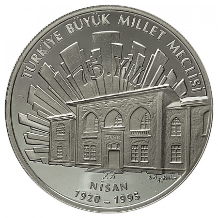 1995 * 50.000 Lira Argento Turchia "75° Anniversario Parlamento" (KM 1033) PROOF