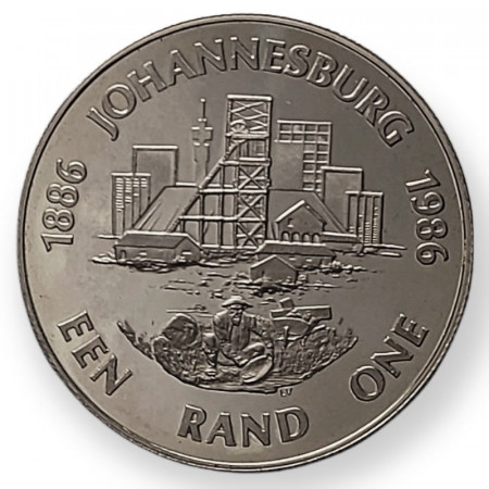 1986 * 1 Rand Argento Sudafrica "Centenary of Johannesburg Gold Rush" (KM 119) PROOF