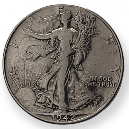 1942 (P) * Half 1/2 Dollar Argento Stati Uniti "Walking Liberty" Filadefia (KM 142) MB+
