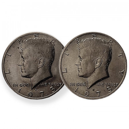 1973 * 2 x Half Dollar (50 Cents) Stati Uniti "Kennedy" P+D SPL/UNC