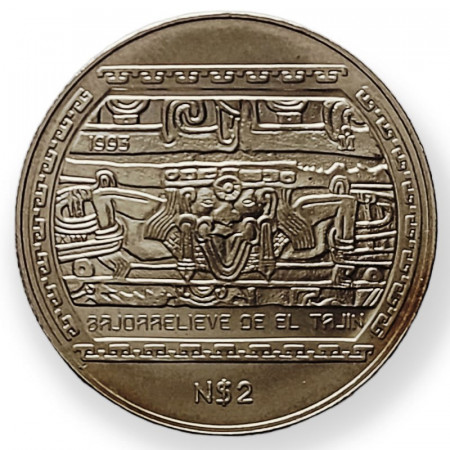 1993 * 2 Nuevos Pesos 1/2 Oz Argento Messico "Bajorrelieve Del Tajin - Pre-Columbian Aztec" (KM 568) FDC