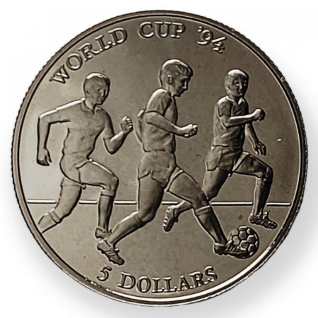 1991 * 5 Dollars Isole Cook "1994 Fifa Worl Cup, United States" (KM 149) PROOF