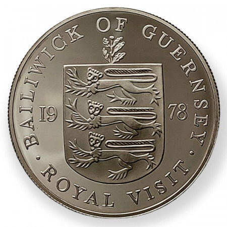 1978 * 25 Pence Argento Guernsey "Royal Visit" (KM 32a) PROOF