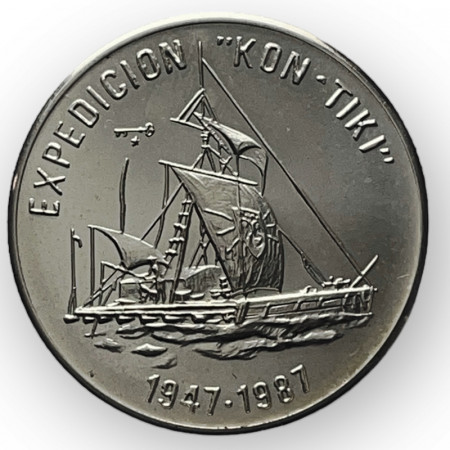 1987 * 5 Pesos Argento Cuba "40th Anniversary of the Expedition Kon-Tiki" (KM 155) FDC