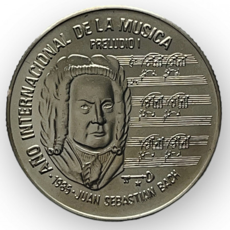 1985 * 5 Pesos Argento Cuba "Johann Sebastian Bach" (KM 121) FDC