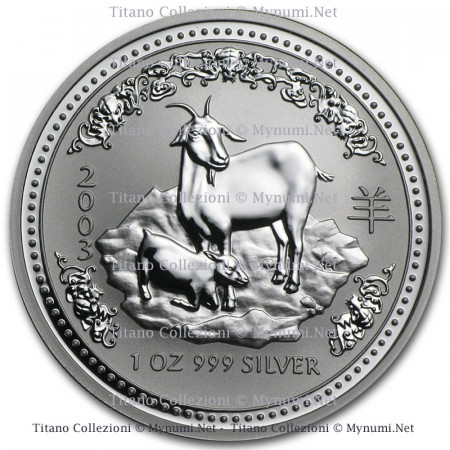 2003 * 1 Dollaro Argento 1 OZ Australia "Anno della Capra – Lunar I" FDC