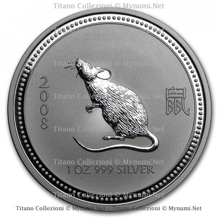 2008 (2007) * 1 Dollaro Argento 1 OZ Australia "Anno del Topo – Lunar I" FDC