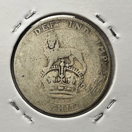 1924 * 1 Shilling Argento Gran Bretagna "Giorgio V – Crowned Lion" (KM 816a) MB/BB