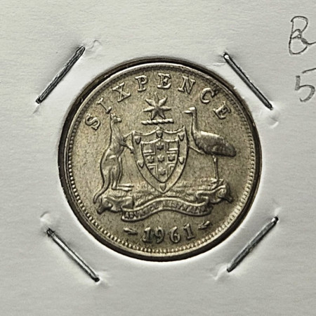 1961 * Sixpence (6 Pence) Argento Australia "Elisabetta II - Stemma" (KM 58) BB