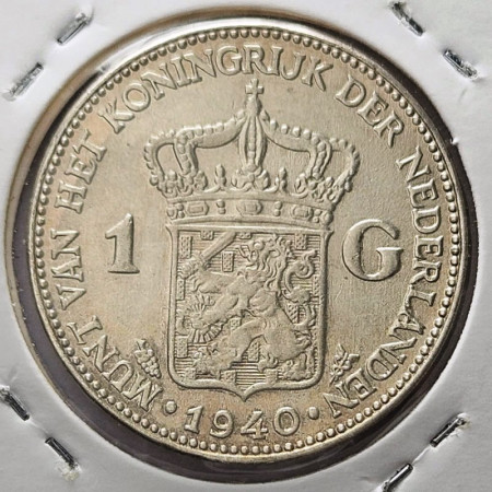 1940 * 1 Gulden Argento Olanda - Paesi Bassi "Wilhelmina I" (KM 161.1) MB