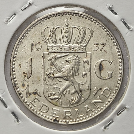 1957 * 1 Gulden Argento Olanda - Paesi Bassi "Juliana" (KM 184) BB/SPL