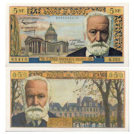 1964 * Banconota Francia 5 Nouveaux Franchi "Victor Hugo" FDS