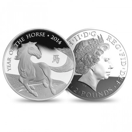 2014 * 2 sterline Gran Bretagna argento 1 OZ- Anno del Cavallo