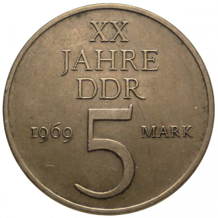 1969 * 5 Mark GERMANIA DDR Repubblica Democratica "20° Anniversario D.D.R." (KM 22.1) SPL