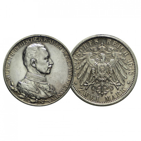 1913 A * 2 Mark Argento Stati Tedeschi "Prussia - Guglielmo II" (KM 533) qFDC