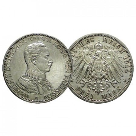1914 A * 3 Mark Argento Stati Tedeschi "Prussia - Guglielmo II" (KM 538) SPL+