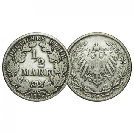 1906 J * Half 1/2 Mark Argento GERMANIA "Secondo Reich - Aquila Imperiale" (KM 17) MB