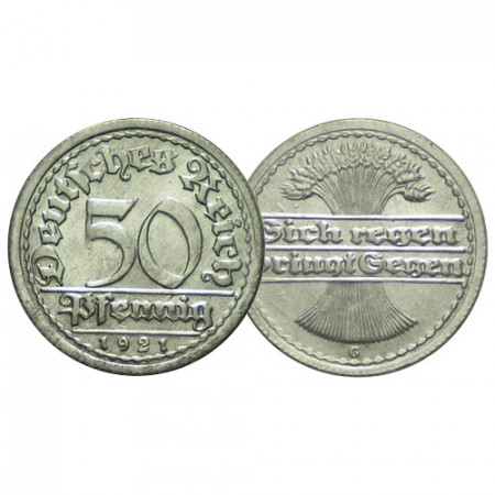 1921 G * 50 Pfennig Germania "Repubblica di Weimar - Sheaf" (KM 27) SPL