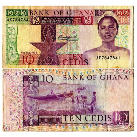 1979 * Banconota Ghana 10 Cedis (p20a) BB