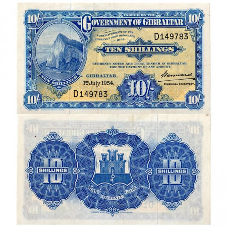 1954 * Banconota Gibilterra 10 Shillings (p14b) SPL