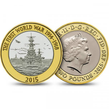 2015 * 2 Pounds Gran Bretagna Prima Guerra Mondiale - "Royal Navy"