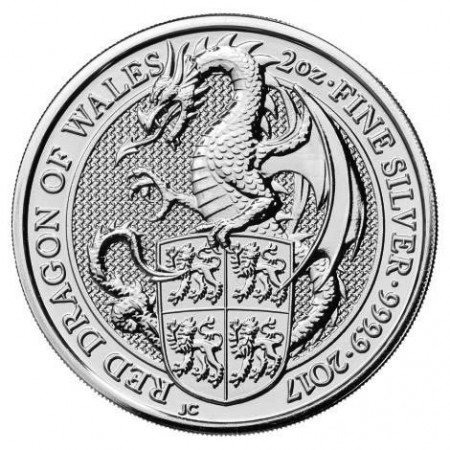 2017 * 5 Pounds Argento 2 OZ Gran Bretagna "Queen’s Beasts - Dragon" FDC