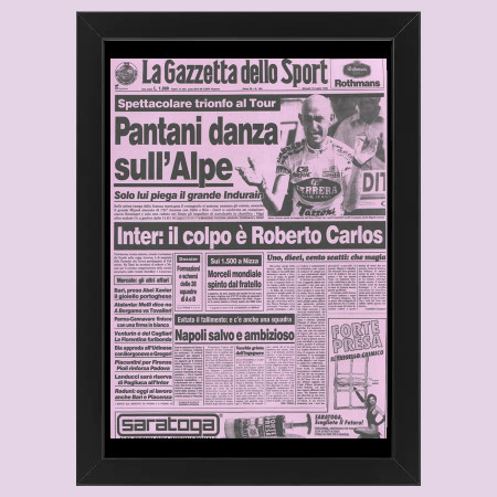 2012 (1995) * Prima Pagina Anastatica "Pantani Danza sull'Alpe, Piega Indurain - Gazzetta dello Sport" Cornice (A)