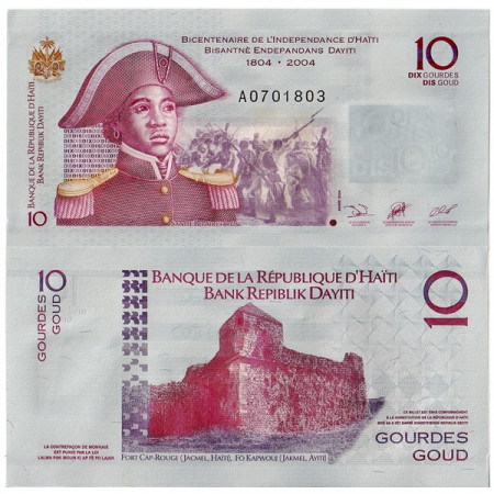 2004 * Banconota Haiti 10 Gourdes "Bicentenario" (p272a) FDS