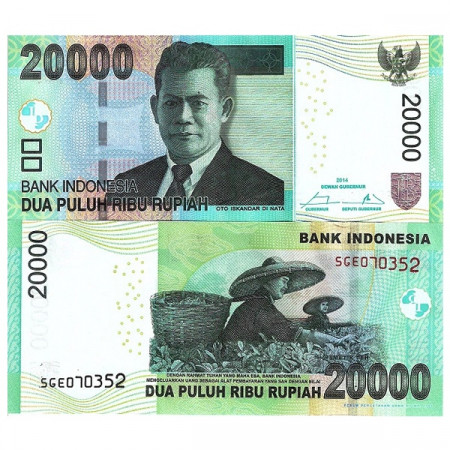 2014 * Banconota Indonesia 20.000 Rupiah "Oto Iskandar di Nata" (p151d) FDS