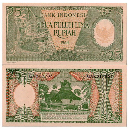 1964 * Banconota Indonesia 25 Rupees (p95a) FDS