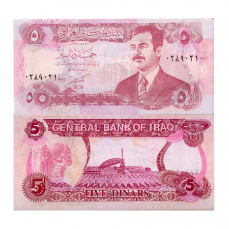 1992 (AH1412) * Banconota Iraq 5 Dinars "Saddam Hussein" (p80c) FDS