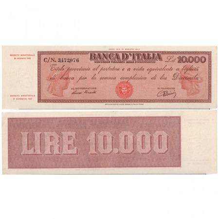 1948 * Banconota Italia Repubblica 10.000 Lire "Titolo Provvisorio - Medusa" BI.821 (p87) SPL+