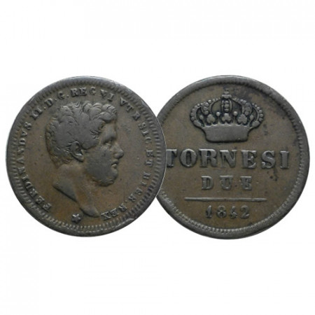 1842 * 2 Tornesi Regno delle Due Sicilie "Napoli - Ferdinando II" (G 250 - KM 327) MB