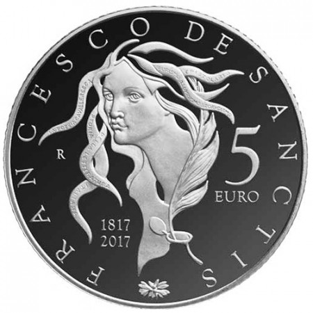 2017 * 5 Euro Argento ITALIA "200° Nascita di Francesco De Sanctis" PROOF