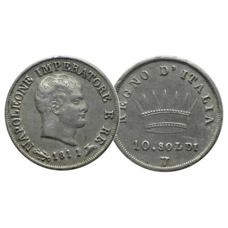 1811 V * 10 Soldi (50 Centesimi) Argento Italia "Napoleone I - Re d'Italia - Venezia" (G 179 - C 6.2) BB+