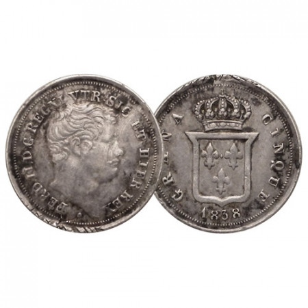 1838 * Mezzo 1/2 Carlino (5 Grana) Argento Regno delle Due Sicilie "Napoli - Ferdinando II" (G 174 - KM 326) qBB