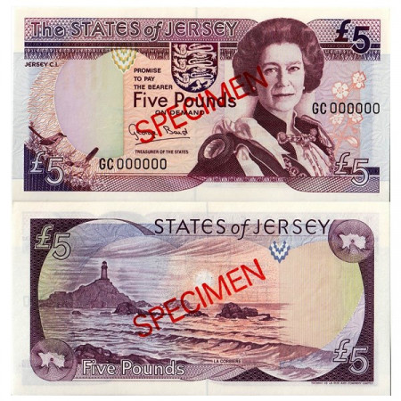 ND (1993) * Banconota Isola di Jersey 5 Pounds "Specimen" (p21s) FDS