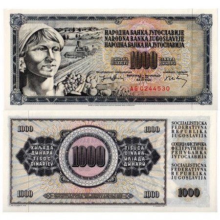 1974 * Banconota Jugoslavia 1000 Dinara "Peasant Woman" (p86) FDS