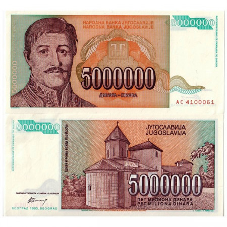 1993 * Banconota Jugoslavia 5 Milioni - 5.000.000 Dinara (p132) FDS