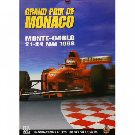 1998 * Manifesto Pubblicitario Originale "56° Gran Premio di Monaco Formula 1" Non Telato