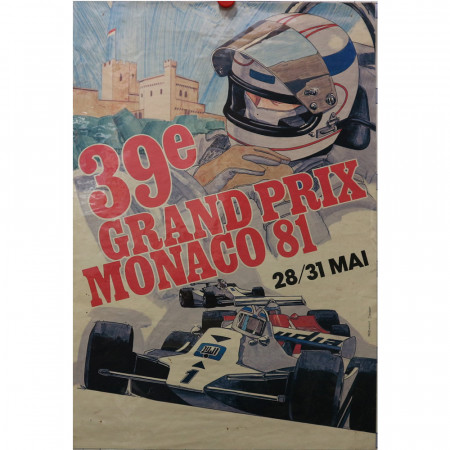 1981 * Manifesto Pubblicitario Originale "39° Gran Premio di Monaco Formula 1 - GROGNET" Non Telato