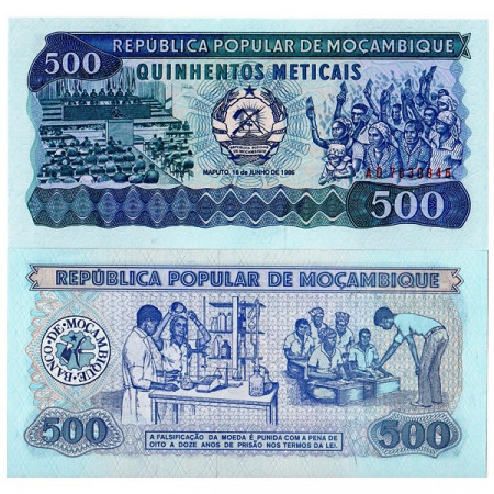 1986 * Banconota Mozambico 500 Meticais "Government Assembly" (p131b) FDS