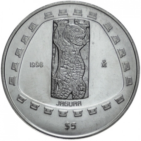 1998 * 5 Pesos Messico - Oncia d'argento GIAGUARO