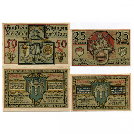 1921 * Set 2 Notgeld Germania 25 . 50 Pfennig "Baviera – Kitzingen" (K28.19)