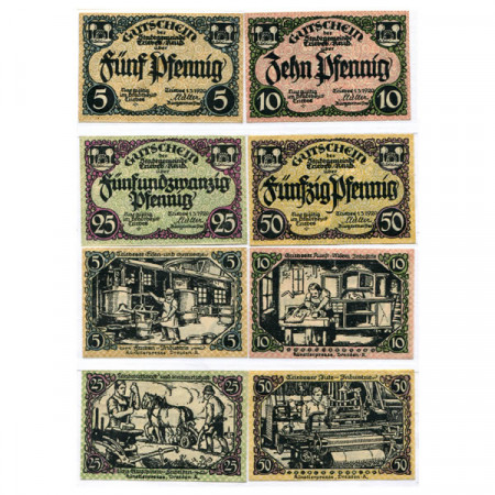  ND * Set 4 Notgeld Germania 5 .10 . 25 . 50 Pfennig "Turingia - Triebes" (T26.7)