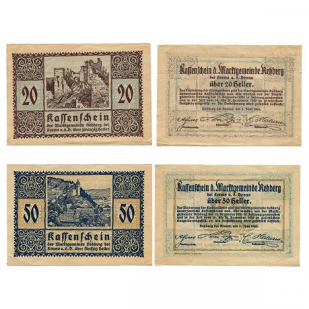 1920 * Set 2 Notgeld Austria 20 . 50 Heller "Alta Austria – Rehberg" (KK 826)