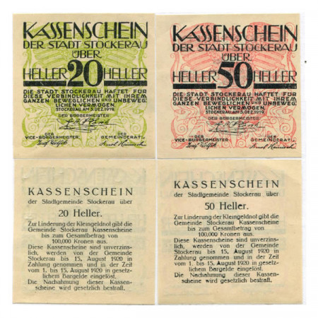 1920 * Set 2 Notgeld Austria 20 . 50 Heller "Bassa Austria – Stockerau" (1038)