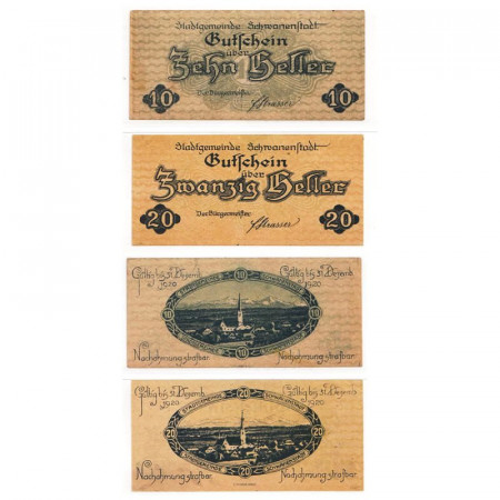 1920 * Set 2 Notgeld Austria 10 . 20 Heller "Alta Austria - Schwanenstadt" (FS 977)